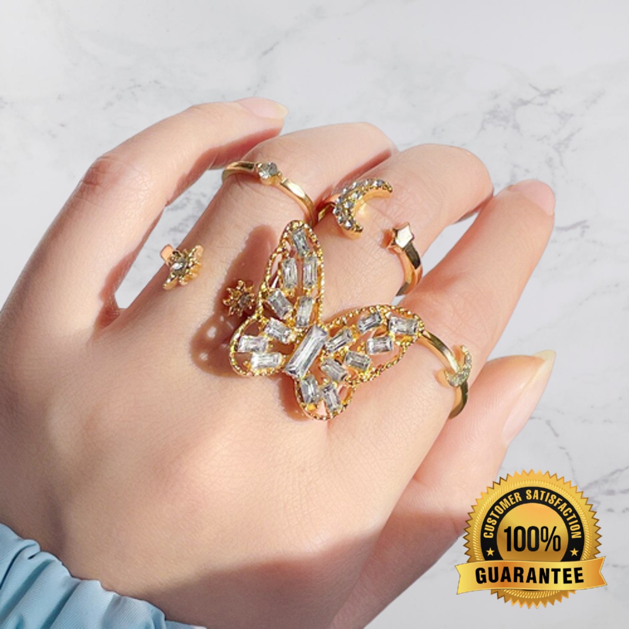 Stylish Butterfly Ring Set for girls/Women- 5Pcs Set