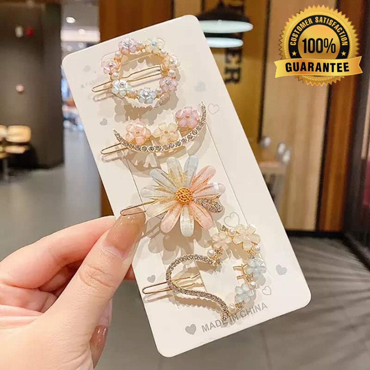 Fashion Trendy Women Pearl Hair Clip Headdress Set For Girls Hair Band-4Pcs/Set