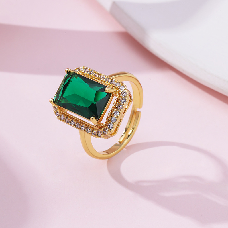 Green Crystal Luxury Ring Party Ring Engagement Wedding Jewelry Ring